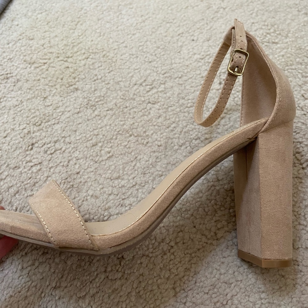 Nude suede heels